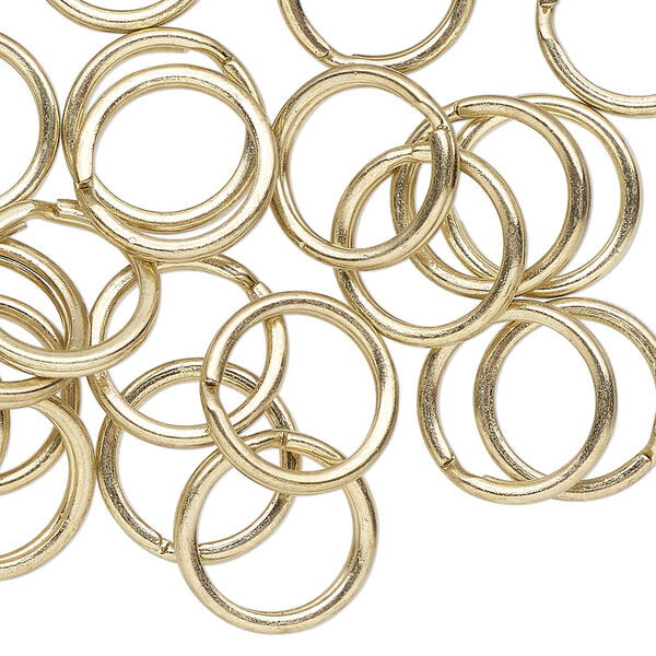 Split ring, antique brass-finished steel, 14mm round with 10.7mm inside diameter. Sold per pkg of 50. image number 0