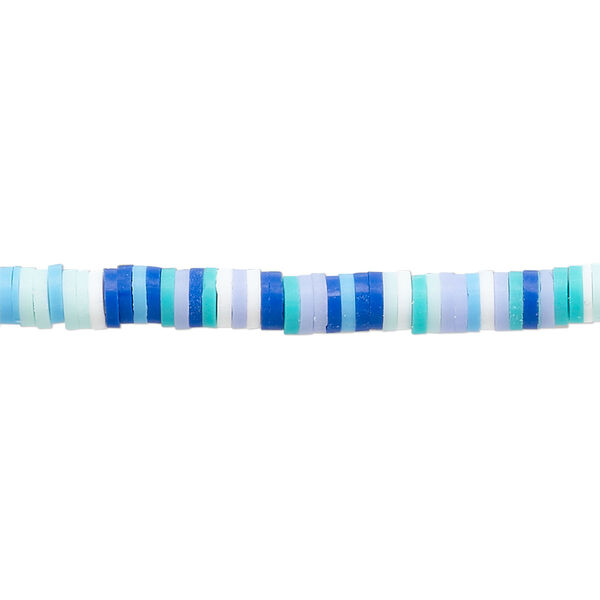 Bead, polymer clay, opaque multi-blue, 4x1mm heishi. Sold per pkg of (2) 16-inch strands. image number 0
