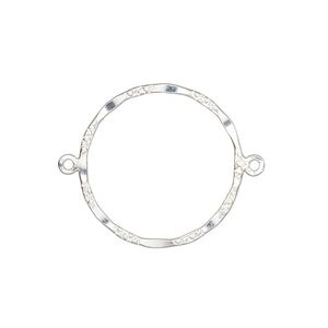 Link, sterling silver-filled, 21mm double-sided hammered and textured open round. Sold individually.