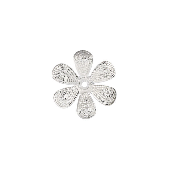 Component, silver-finished steel, 17.5mm single-sided flower. Sold per pkg of 20. image number 0