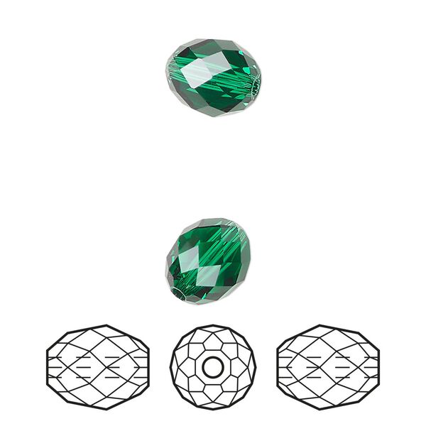 Bead 2pk majestic green, Crystal Passions® 9.5x8mm olive briolette 5044 image number 0