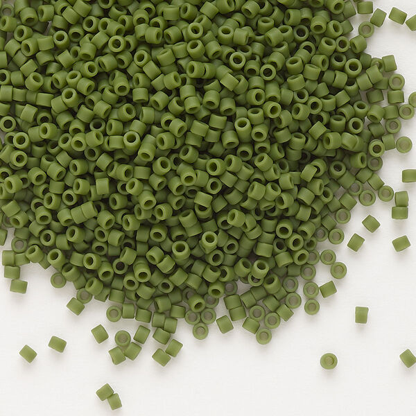 Seed bead, Delica®, glass, pkg/7.5g, #11 round, opaque matte avocado (DB-1585). image number 0