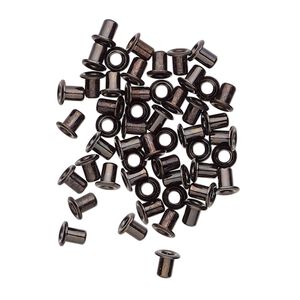 Eyelet, black-plated brass, 3.5mm with 3x2.4mm tube and 1.7mm inside diameter, fits 2.5-3.5mm hole. Sold per pkg of 50.