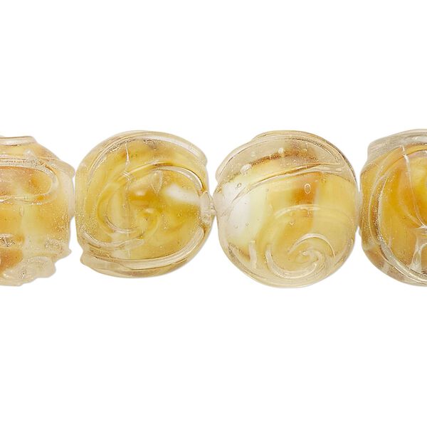 Bead, lampworked glass, translucent multicolored, 14mm round. Sold per 8-inch strand, approximately 15 beads. image number 0