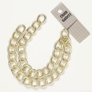 Chain anodized aluminum 1pk 16.2mm curb, gold 18 inch