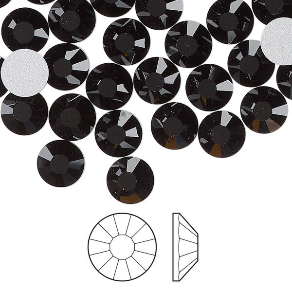 Flat back 12pk jet foil back, Preciosa Viva 12® Czech crystal rhinestone 7-7.3mm chaton rose round SS34 image number 0