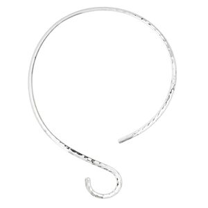 Neckwire, silver-plated brass, 5mm flat with hammered curve, 15 inches. Sold individually.