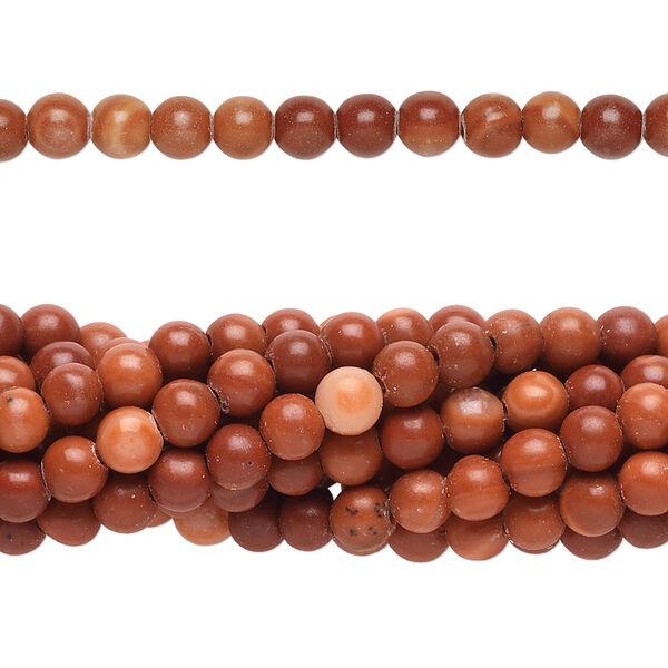 Bead, red "malachite" (marble) (natural), 4mm round, C grade, Mohs hardness 3. Sold per pkg of (10) 15-1/2" to 16" strands. image number 0