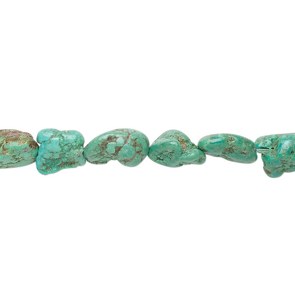 Bead, turquoise (dyed / stabilized), blue, mini to small flat nugget, Mohs hardness 5 to 6. Sold per 15" to 16" strand. image number 0
