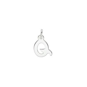 Charm, sterling silver, 9mm single-sided block alphabet letter "Q." Sold individually.