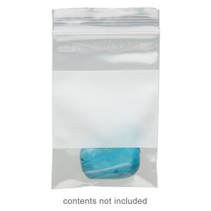 Bag, Tite-Lip™, plastic, clear and white, 2x3-inch top zip with block. Sold per pkg of 100.