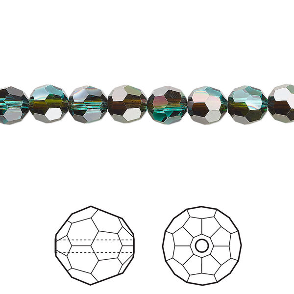 Bead 12pk blue zircon red magma, Crystal Passions® 6mm round 5000 image number 0