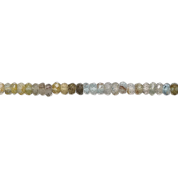 Bead, multi-beryl (heated), shaded, 2x1mm-3x2mm hand-cut faceted rondelle with 0.4-1mm hole, C grade, Mohs hardness 7-1/2 to 8. Sold per 12-inch strand. image number 0