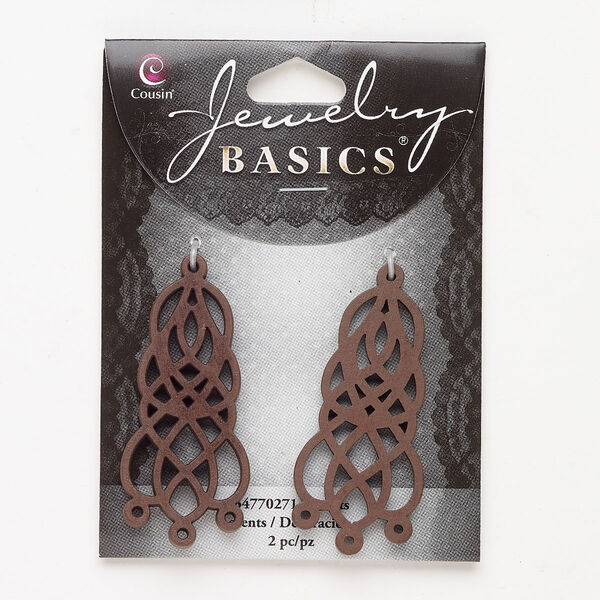 Wood 1pkg2, fancy focal / cutout brown 54x24mm image number 0
