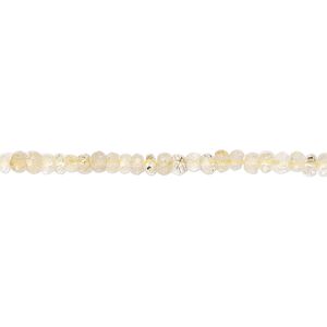Golden rutilated quartz 1pkg1, hand-cut faceted rondelle bead natural 14 inch 3x1mm-4x2mm