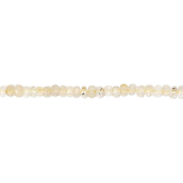 Golden rutilated quartz 1pkg1, hand-cut faceted rondelle bead natural 14 inch 3x1mm-4x2mm image number 0