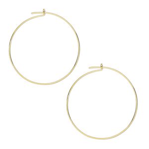 Hoop, gold-plated brass, 25mm round, 24 gauge. Sold per pkg of 50 pairs.