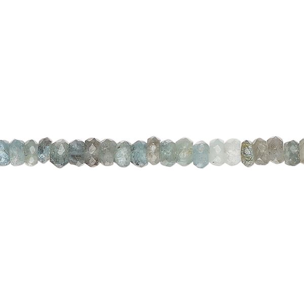 Moss aquamarine 1pkg1, hand-cut faceted rondelle bead shaded 13 inch 4x2mm-5x3mm image number 0