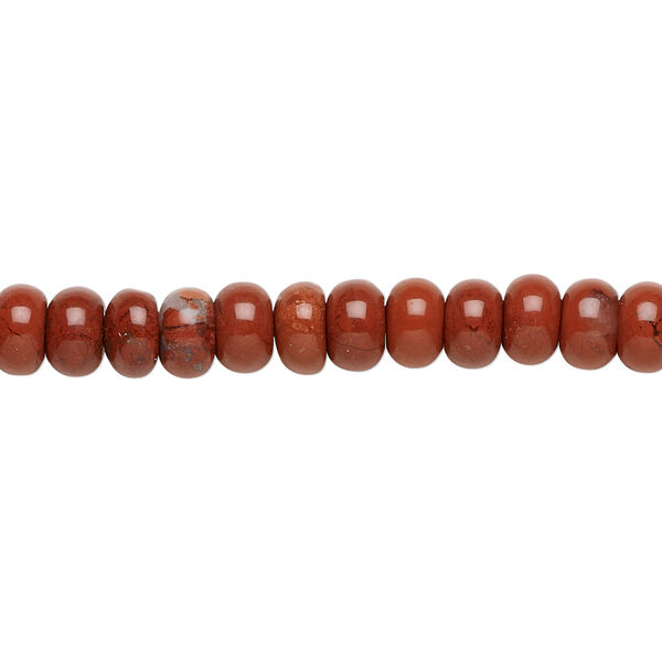 Bead, red jasper (natural), 6x4mm rondelle, B grade, Mohs hardness 6-1/2 to 7. Sold per 15-1/2" to 16" strand. image number 0