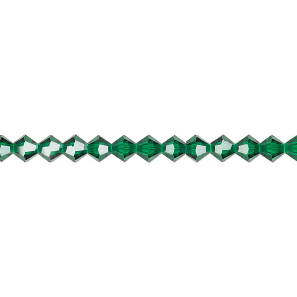 Bead 48pk emerald, Preciosa Czech crystal 4mm bicone image number 0