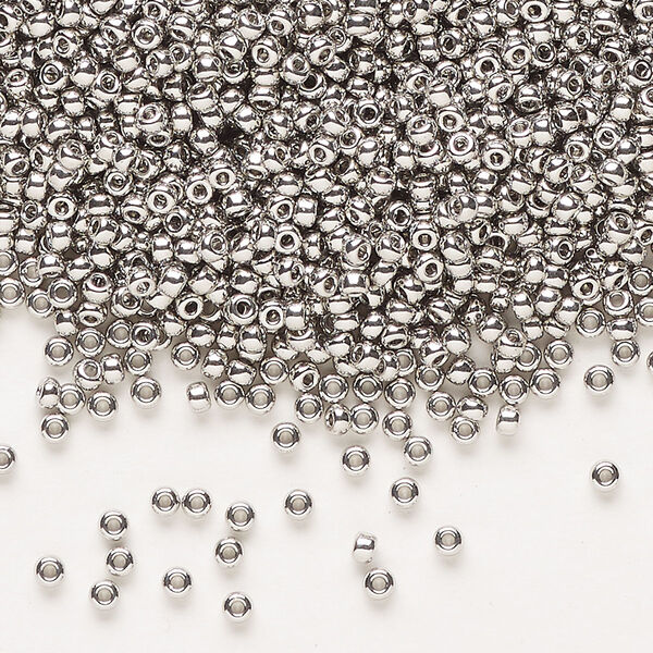 Seed bead, Miyuki, glass, pkg/25g, #11 rocaille, opaque palladium-plated, (RR-194). image number 0
