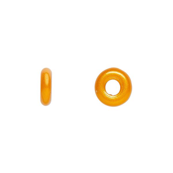 Bead, Czech pressed glass, opaque pumpkin, 9.5x3mm ring. Sold per pkg of 50. image number 0