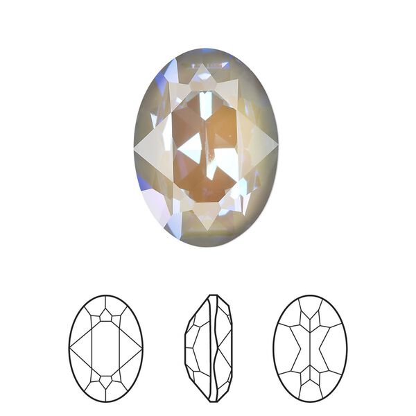 Fancy stone 1pk crystal serene gray DeLite, Crystal Passions® 18mm oval 4120 image number 0