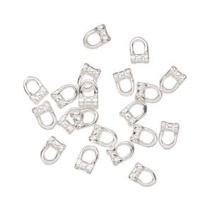 Crimp, silver-plated brass, 5.5x4mm tube with loop, 1mm inside diameter. Sold per pkg of 20.