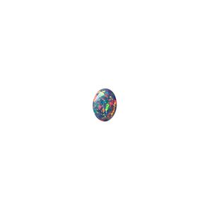 Cabochon, "opal" (silica and epoxy) (man-made), multicolored, 7x5mm calibrated oval. Sold per pkg of 2.