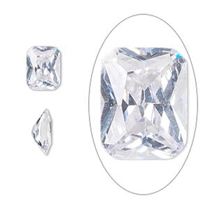 Gem, cubic zirconia, white, 9x7mm faceted spider cut, Mohs hardness 8-1/2. Sold individually.