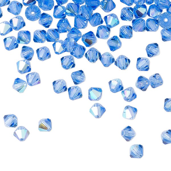 Bead 720pk sapphire glitter, Preciosa Czech crystal 4mm bicone image number 0