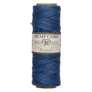 Cord, Hemptique®, polished hemp, dusty blue, 0.5mm, 10-pound test. Sold per 205-foot spool.