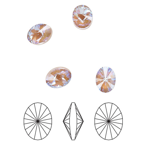 Chaton 6pk crystal cappuccino DeLite, Crystal Passions® 8x6mm oval rivoli 4122 image number 0