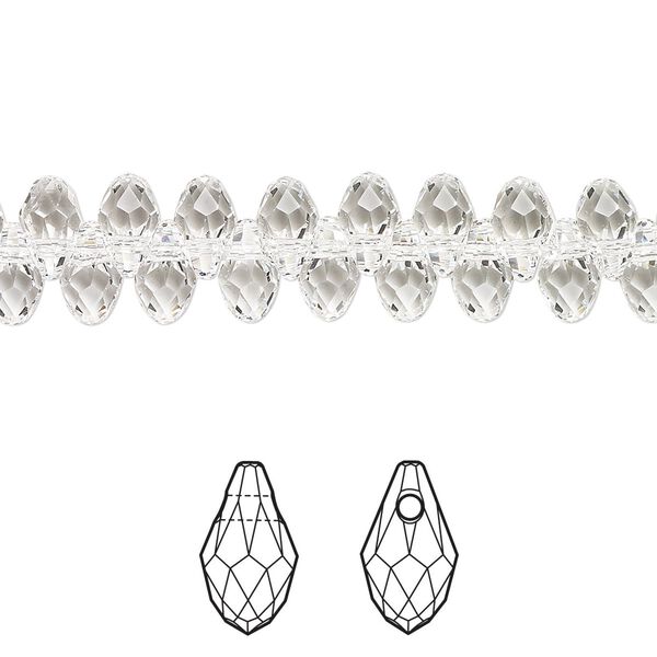 Briolette 4pk crystal, Crystal Passions® 7x4mm pendant drop 6007 image number 0