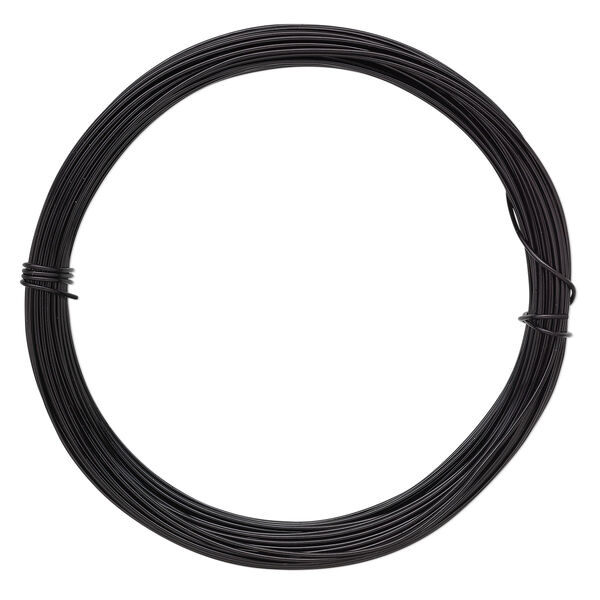 Wire, anodized aluminum, black, 0.8mm round, 20 gauge. Sold per pkg of 45 feet. image number 0
