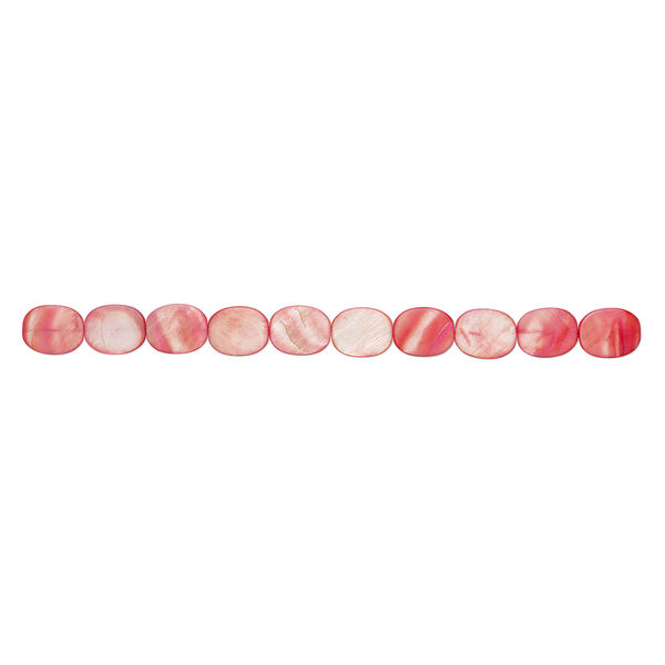 Mother-of-pearl shell 1pkg1, flat oval bead 15 inch light red 23x19mm-24x19mm image number 1