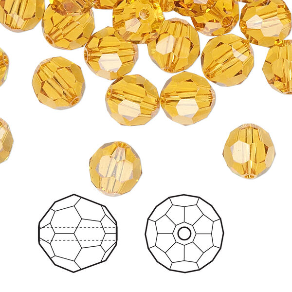 Bead 144pk topaz, Crystal Passions® 8mm round 5000 image number 0