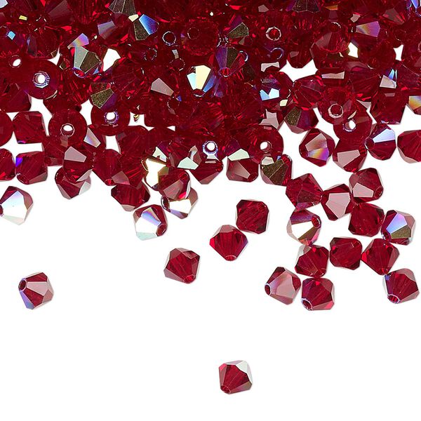 Bead 144pk Siam AB, Preciosa Czech crystal 4mm bicone image number 0