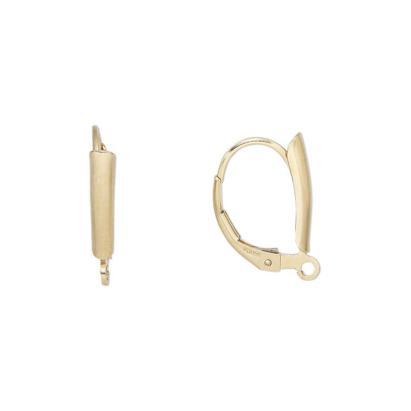 Ear wire, 14Kt gold-filled, 16mm leverback with 13x3mm shield and open loop. Sold per pair. image number 0