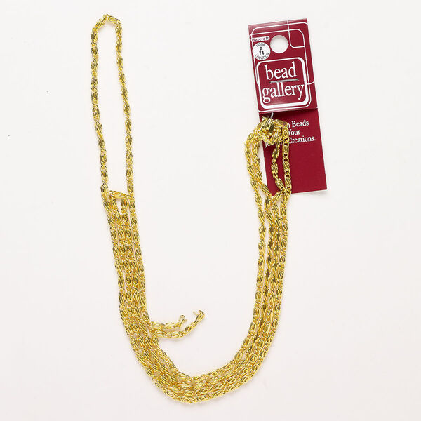 Chain, gold-finished steel, 3mm anchor, 48 inches. Sold individually. image number 0
