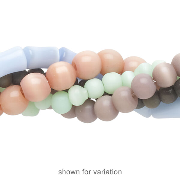 Bead mix, cat's eye glass (fiber optic glass), 4mm-17x6mm round and bamboo. Sold per pkg of (5) 14-inch strands. image number 2