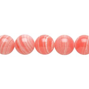 Bead, resin, white and pink, 10mm round. Sold per 15-1/2" to 16" strand.