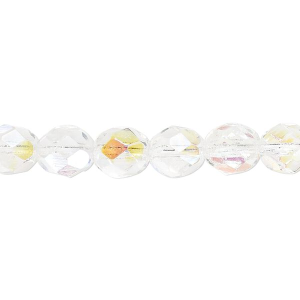 Bead, Czech fire-polished glass, clear AB, 8mm faceted round. Sold per 15-1/2" to 16" strand. image number 0