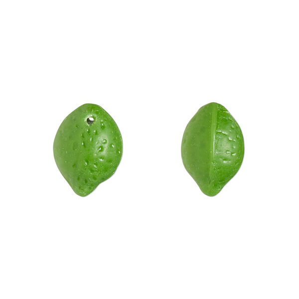 Bead, Preciosa, Czech pressed glass, opaque green, 12x10mm top-drilled lime. Sold per pkg of 20. image number 0