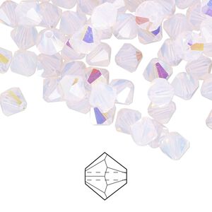 Bead 288pk rose opal AB, Preciosa Czech crystal 6mm bicone