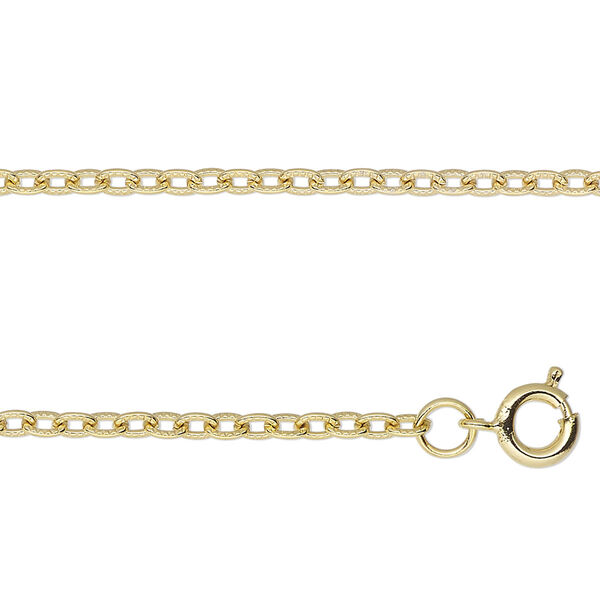 Chain, gold-finished steel, 2mm textured cable, 24 inches with springring clasp. Sold individually. image number 0