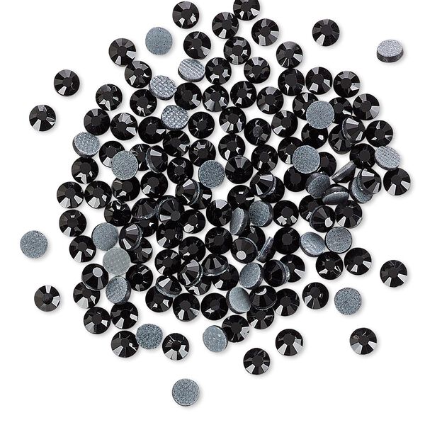 Flat back, hot-fix glass rhinestone, jet, 2.7-2.9mm faceted round, SS10. Sold per pkg of 144 (1 gross). image number 0