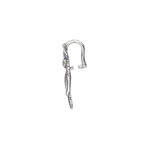 Bail, ice-pick, antiqued sterling silver, 19x9mm fancy leaf, 5mm grip length. Sold individually. image number 1