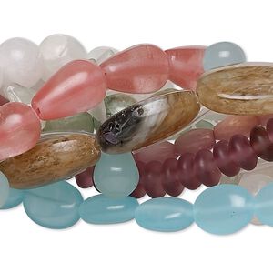 Bead mix 1pkg10, glass, mixed colors, 3-12mm mixed shape. 15-inch strands.
