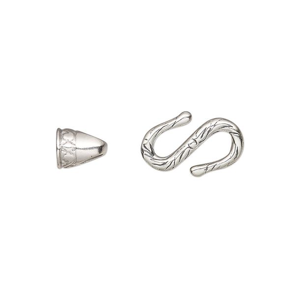 Clasp S-hook 1pkg1 sterling silver, 24x10mm, antiqued JBB Findings 1-strand image number 0